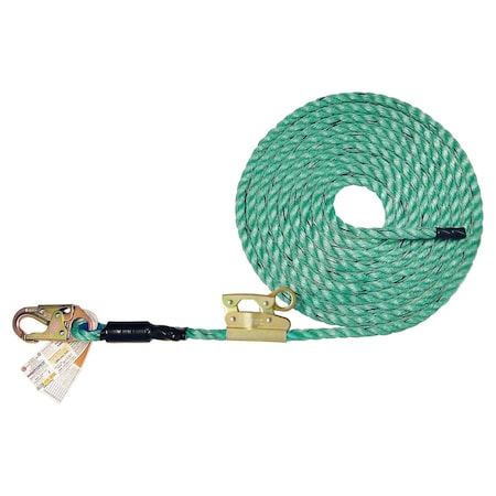 Super Anchor Safety 30ft Maxima 5/8" 3-Strand Lifeline w/Snaphook +No. 4015-M Integral Adjuster. Retail Box 4087-30M